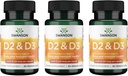 Complejo de vitamina D Swanson con vitaminas D2 & D3 - Complejo completo de vitaminas Sunshine para la salud ósea, dental e inmunitaria - Suplemento de vitaminas (50 mcg, 60 cápsulas vegetales) (3 Pack)
