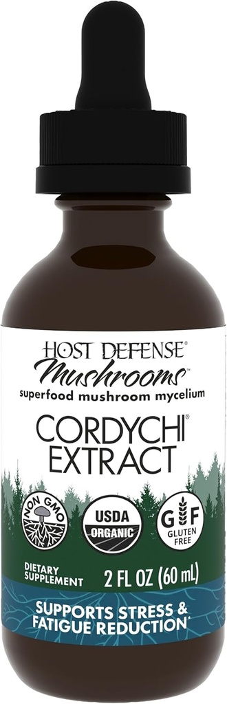 Host Defense CordyChi Extract - Energy &amp; Immune Support Supplement - Cordyceps & Reishi Mushroom Supplement for Relaxation &amp; Respiratory Support - Aids Against Tiredness - 2 fl oz (60 Servings)*