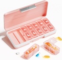 AM Organizador de píldoras 2 veces al día, 7 días Pill Box Organizador semanal de píldoras Viaja con Contenedor Separado, Portable Daily Medicine Planner Dispenser Case for Vitamin, Fish Oils, Supplements