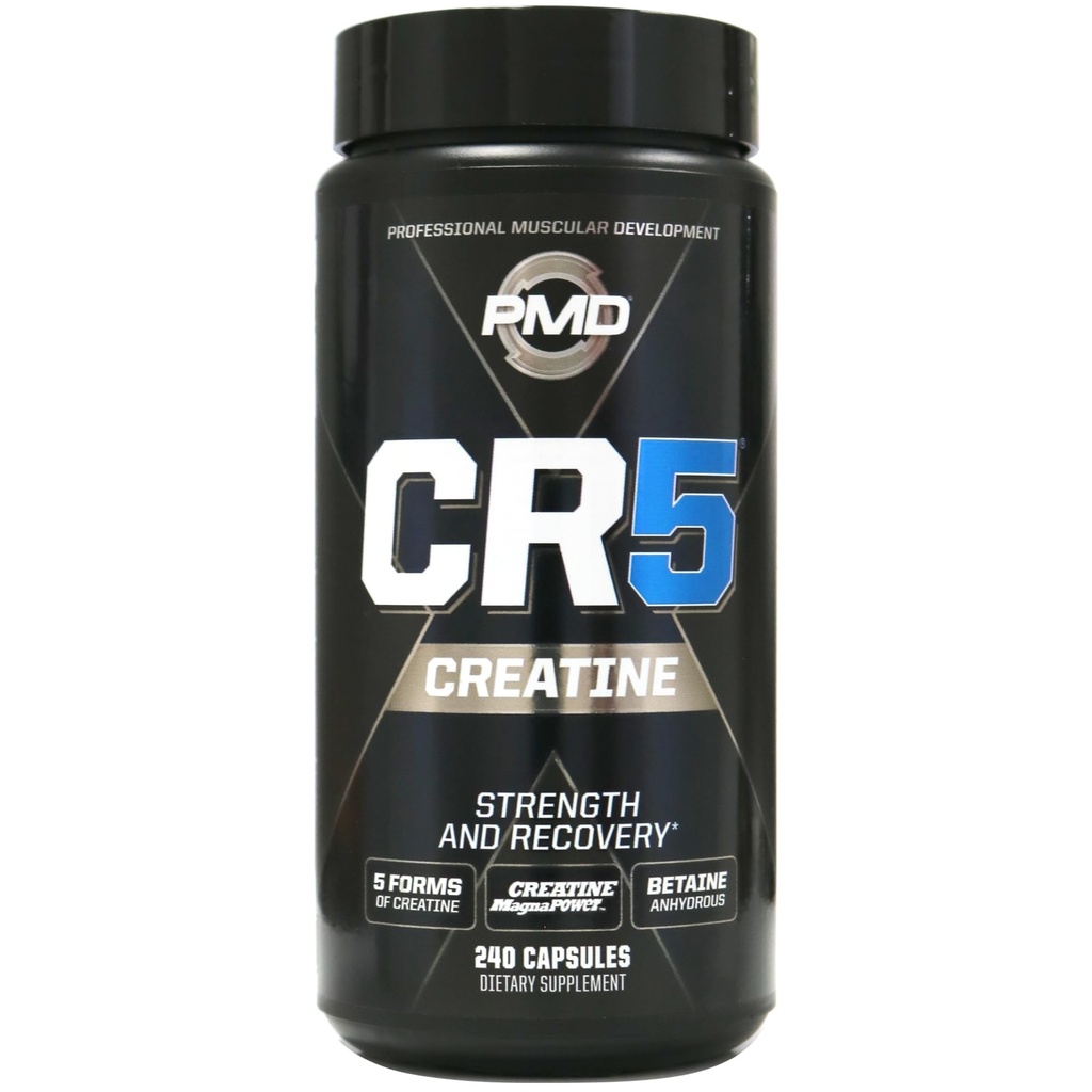 PMD Sports CR5 Complejo de Creatina Profesional - Recuperación Mejorada, Reducir Soreness, Lean Muscle Mass Gainer - Power 5 Creatine Blend for Strength, Endurance, and Recovery (240 Creatine Capsules)