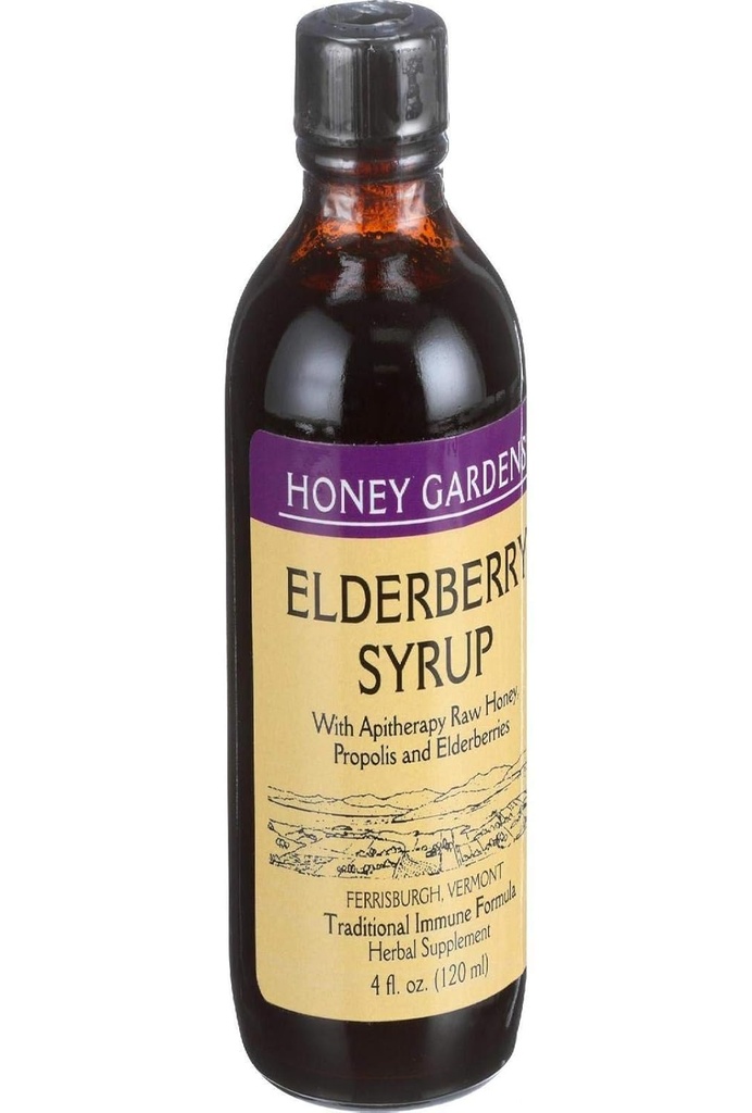 HONEY GARDEN APIARIES Apiterapia Elderberry Honey Syrup, 4 FZ