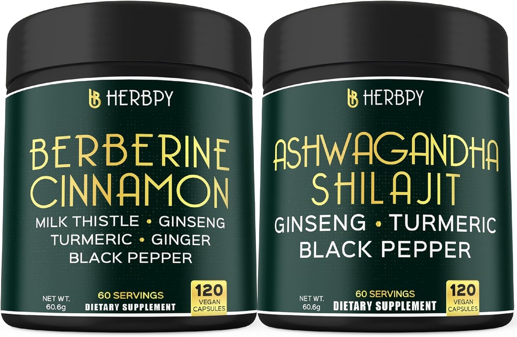 Bundle 7in1 Berberine HCl " 5in1 Ashwagandha Suplementos Shilajit