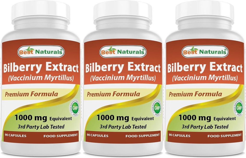 Mejores Naturales Bilberry 1000 Mg 90 Capsules (90 Cuenta (Pack of 3))