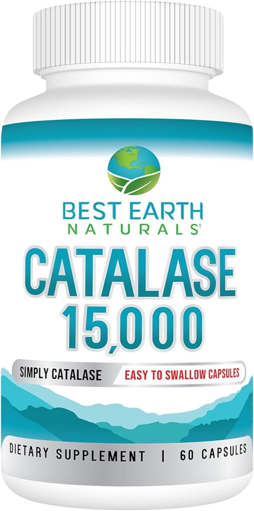 Best Earth Naturals Catalase Suplemento 15,000 - Suplementos de pelo para cabello fuerte - 60 cápsulas (60-Day Supply)