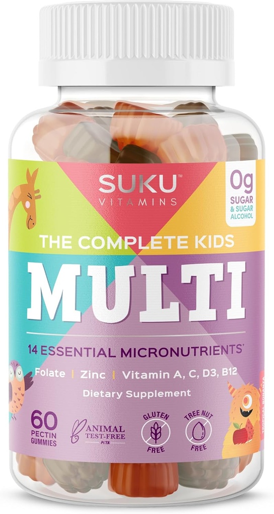 The Complete Kids Multivitamin Gummies – Vitaminas A, C, D, E, B6, B12, Folate " Zinc – Immune Support, Sugar-Free, Gluten-Free, Non-GMO, Tropical Bonanza Flavor – 60 Conde