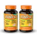 American Health Ester-C 500 mg con Citrus Bioflavonoids - 120 Capsules (Pack of 2) - 24-Hour Immune Support - Non-GMO, Gluten Free - 120 Total Servings