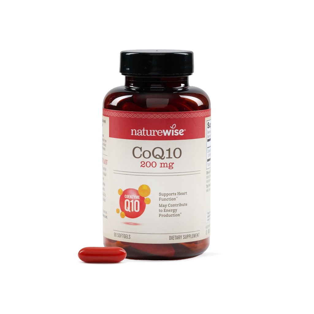 NatureWise CoQ10 200mg Softgels, High Potency Ubiquinone - Coenzyme Q10 Suplemento - Antioxidant for Heart Health + Energy - Vegan, Non-GMO, Gluten-Free - 90 Conde[3-Month Supply]