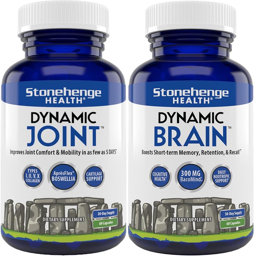 Stonehenge Health Dynamic Joint + Dynamic Brain Bundle Supplement Supports Comfort, Mobility, Flexibility + Memory Adquisición y Retención