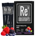 Re3 - Rehidratación - Reponer - Recover Electrolyte Powder Packets. Sin azúcar, 7 Cal, 1,4 Carbs. La Mejor Mezcla de Vitaminas y Minerales