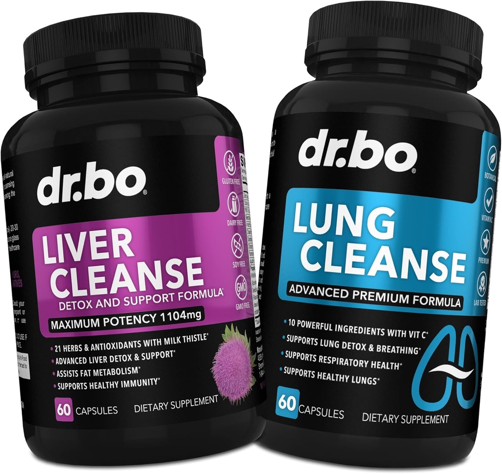 DR. BO Liver Cleanse " Lung Support Pills - Fórmulas Herbal Cleanser para apoyar la salud del hígado " Lung