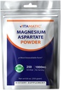 Vitamatic Magnesium Aspartate 1000mg per Serving Supports Muscle, Joint y Heart Health 250 Grams - 250 Servings