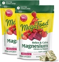Mega Alimento Relájate + Suplemento de Magnesio Calma - Cerdos suaves con Citrato de Magnesio " Malato para la salud cardíaca, tensión muscular " Más - Vegetariano - sabor a fresa - 30 Chews por paquete (2 Pack)