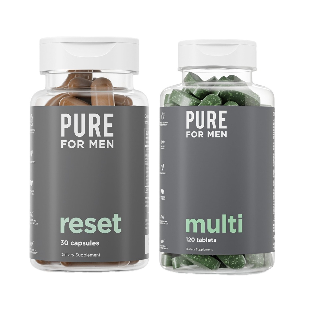 Pura para hombres multivitamina, 120 cápsulas " Reset Detox Suplemento, 30 cápsulas