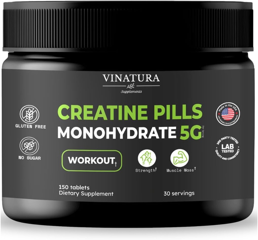 [BRSRAYD3CUBWGH3U] Pilas de Monohidrato de Creatina 5g - creatina Tablas, píldoras de creatina para Hombres, Mujeres, creatina en capsulas *USA Hecho & Tested* Unflavored, creatine monohydrate Powder alt, 150 Tablets 30 Servings