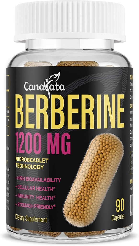 Suplemento bereberina 1200mg - alta biodisponibilidad Microlets de HCL de Berberine,GLP-1 & AMPK Activador para Mujeres Hombres 90 cápsulas Vegan
