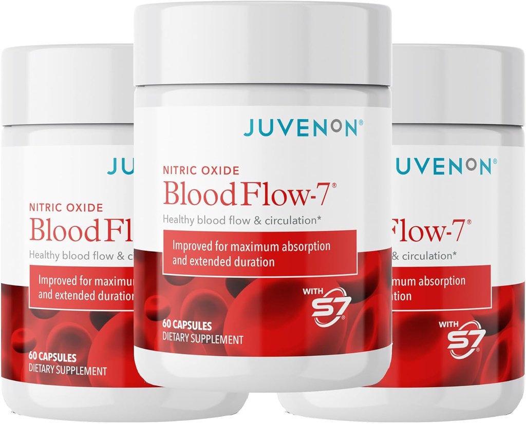 Juvenon BloodFlow-7 Nitric Oxide Suplemento con Nitrosigine 180 Conde (Pack of 3)