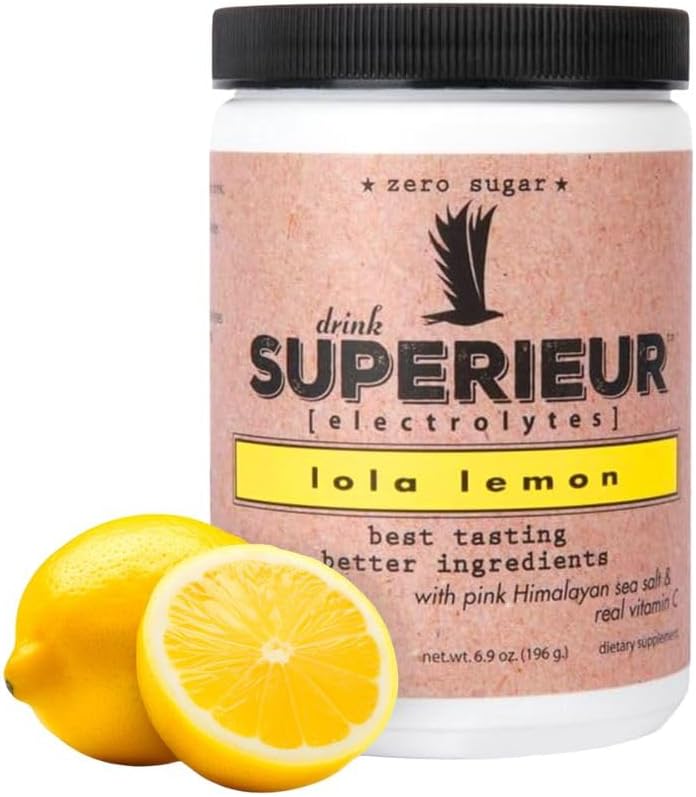 Electrolitos de superieur – Suplemento de electrolitos basados en plantas w / minerales de mar para la hidratación y recuperación – Keto Friendly, Non-GMO, Zero Sugar, Vegan Healthy Sports Drink Powder – Lola Lemon (70 Servings)