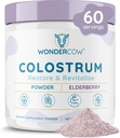 Colostrum Suplemento Polvo para Gut Health, Immune Support, Muscle Recovery & Wellness  Natural IgG Puro Bovine Superfood, Elderberry, 60 Servings