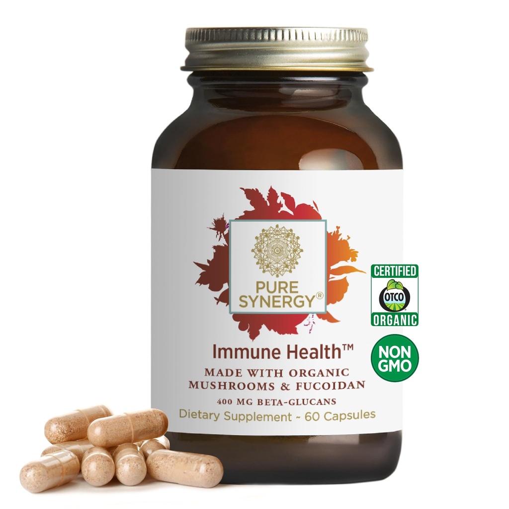 PURE SYNERGY Immune Health ← Immune Support Mushroom Supplement TEN Astragalus and Beta-Glucan Extracts with Organic Funal Mushroom Extracts ← for Year-Round Support (60 Capsules)