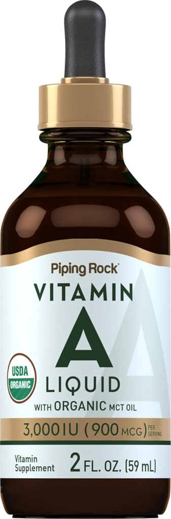 Piping Rock Vitamina A Líquido TENIDO 2 fl oz ANTE No GMO, Gluten Suplemento Gratis