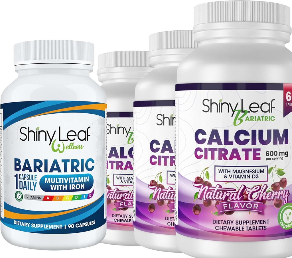 Bariatric Multivitamínico con Hierro Una vez Día y Cereza Citrato de Calcio Chewable para Cirugía Post-Bariatric incluyendo Bypass Gástrico y Sleeve (3 Meses)