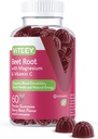 Viteey Beet Root Gummies con Magnesio & Vitamina C - Suplemento de Beetroot para la salud cardíaca, soporte para presión arterial - Vegan, sin gluten - 60 Cuenta
