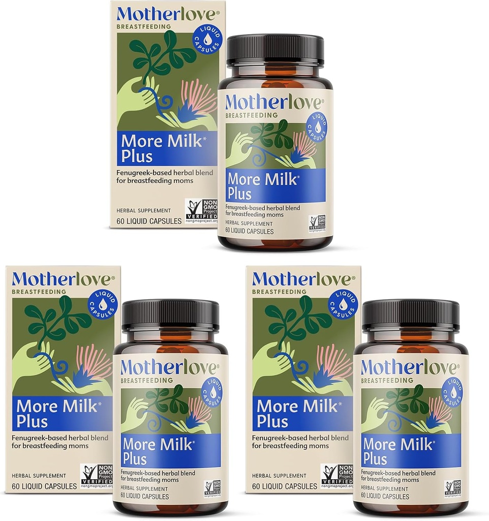 Motherlove Más Milk Plus (180 tapas líquidas) Suplemento de lactancia de base de Fenugreek para apoyar el suministro de leche de mama - No-GMO, hierbas orgánicas, Vegan, Kosher