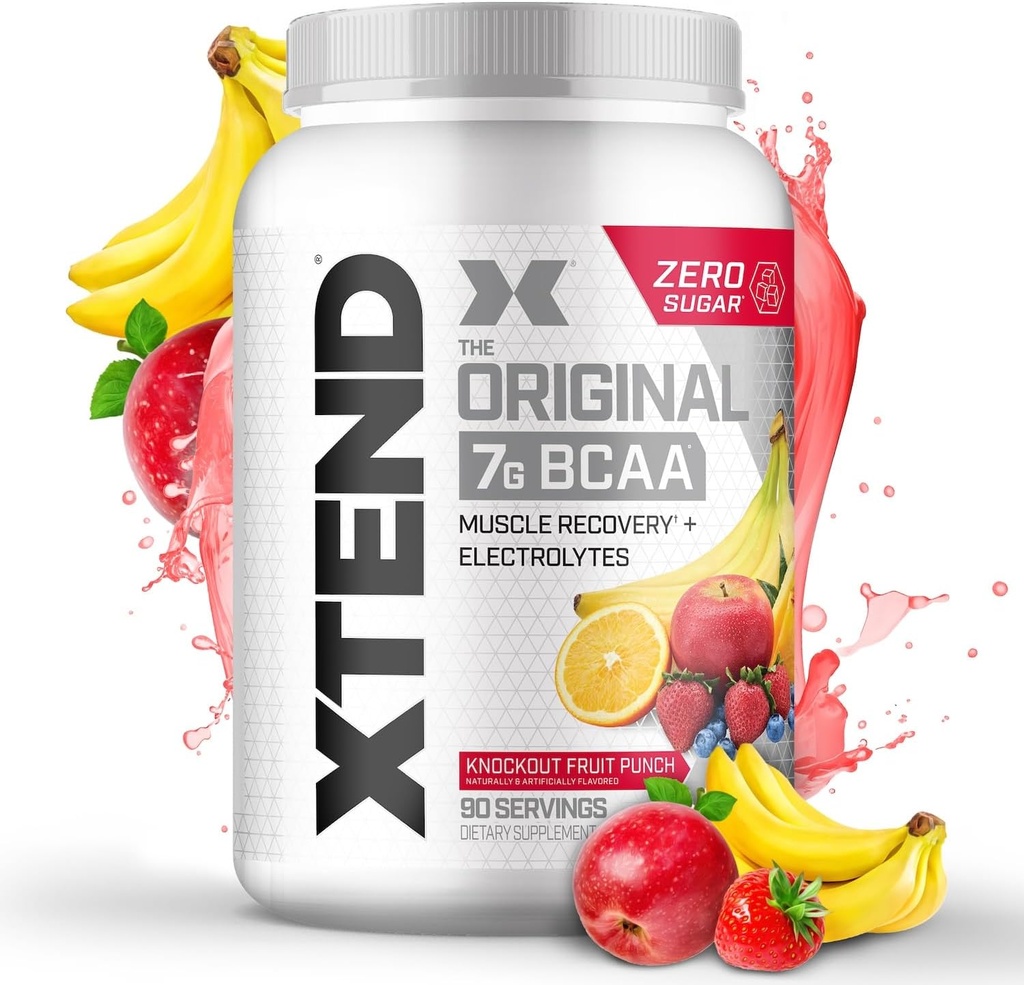 Original BCAA Powder Knockout Fruit Punch ¦ Sugar Free Post Workout Muscle Recovery Drink with Amino Acids  7g BCAAs for Men & Women  durable 90 Servings