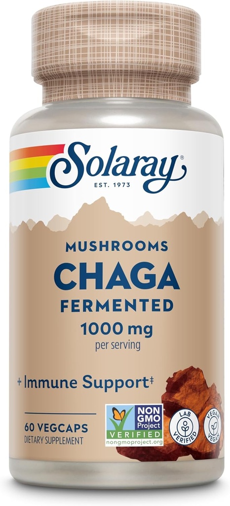 SOLARAY Fermented Chaga Mushroom 1000 mg ← Función sana de la inmune Apoyo Silencio 30 Serviciones Silencio 60 VegCaps