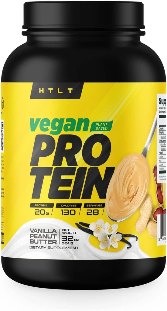 Vegan Protein by HTLT ← Plant Based Protein Powder Silencio Pea & Rice Protein Powder Blend Silencio para Shakes de Alta Proteína y Trucos Horneados, (Boquilla de Maní de Vainilla)