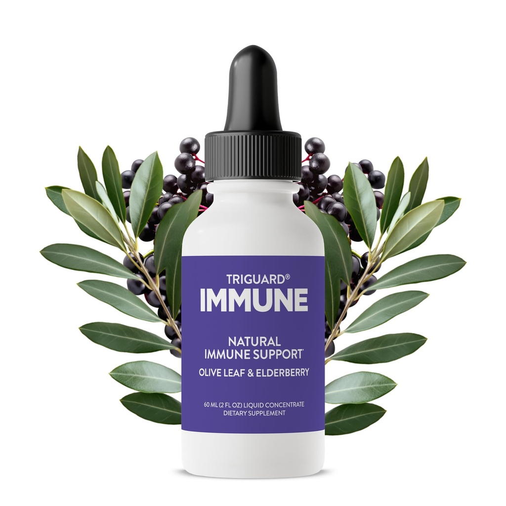 Triguard Plus Concentrate | Colloidal Silver, Sambucus Elderberry Extract & Olive Leaf Extract, 3-in-1 Liquid Immune Support | Powerful Immune System Booster | Great Taste - 3.4oz / 100ml, Made in USA