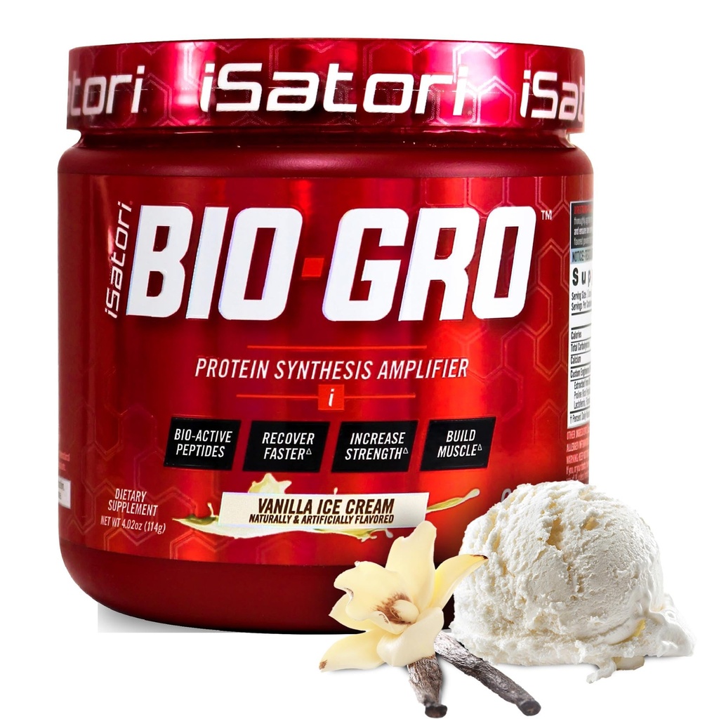 iSatori BIO-GRO Sintesis de proteína Amplificador, para la recuperación de músculos " Crecimiento, mejora del estimulante libre de pre-entrenamiento " Suplemento de Colostrum con bio-péptidos activos- crema de hielo de vainilla (60 piezas)