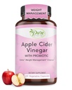 Pure By Nature Apple Cider Vinegar + Probiotic for Women & Men, Raw Apple Cider Vinegar Pills for Weight Management Support & Cleanse Support (120 Capsules)