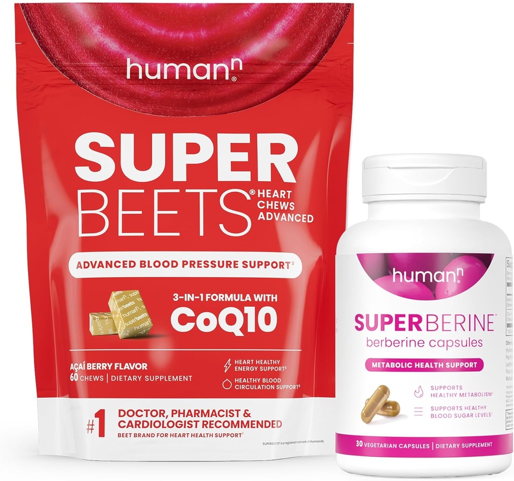SuperBeets de HumanN Corazones de cerdas & SuperBerine Capsules