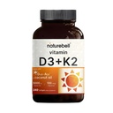 NatureBell Vitamin D3 5,000 UI + K2 100 mcg, 240 Softgels  Daily 2-in-1 Fórmula con Virgin Coconut Oil ANTE Bone, Heart &amp; Immune Support ← MK-7 Form confidencialidad Non-GMO, Gluten-Free