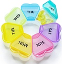 MOLN HYMY Gran Caja semanal de píldoras 7 días, Organizador de caja de píldoras 1 vez al día, Contenedor de píldoras florales una vez al día, dispensador de medicina bonita para aceite/medicación/suplementos de vitamina/Fish