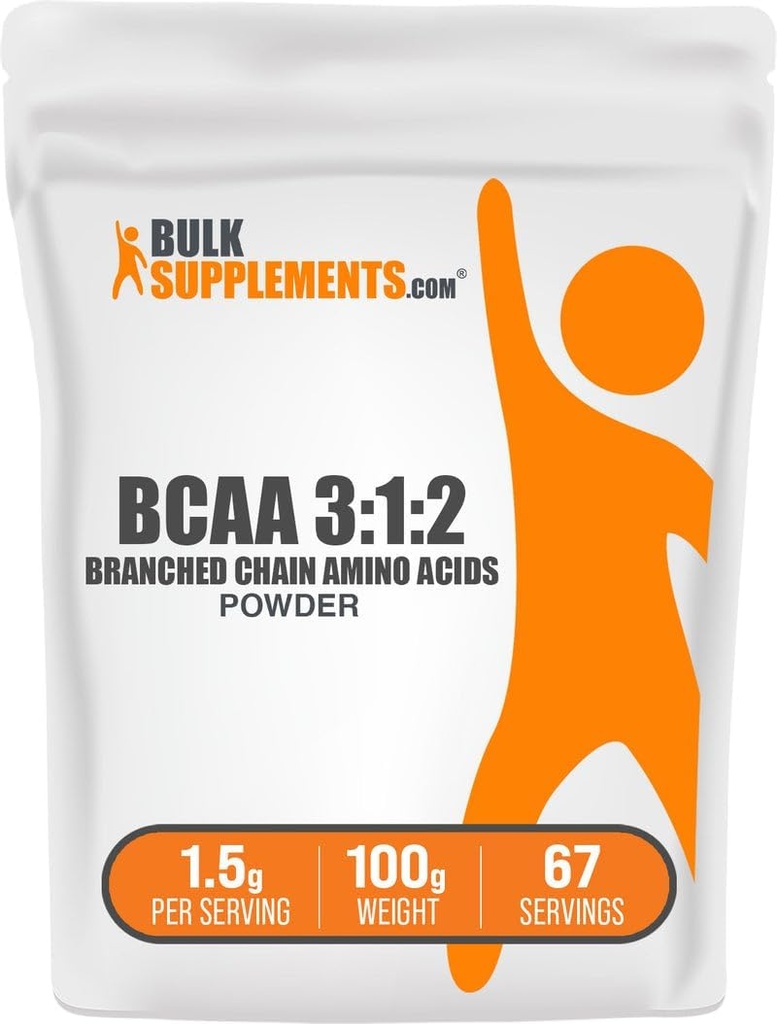 BulkSupplements.com BCAA 3:1:2 Polvo - Suplementos BCAA, Aminoácidos de Cadena Sustituida Polvo - Sin sabor, 1,5g por Serving, 100g (3,5 oz) (Pack of 1)