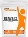 BulkSupplements.com BCAA 3:1:2 Polvo - Suplementos BCAA, Aminoácidos de Cadena Sustituida Polvo - Sin sabor, 1,5g por Serving, 100g (3,5 oz) (Pack of 1)