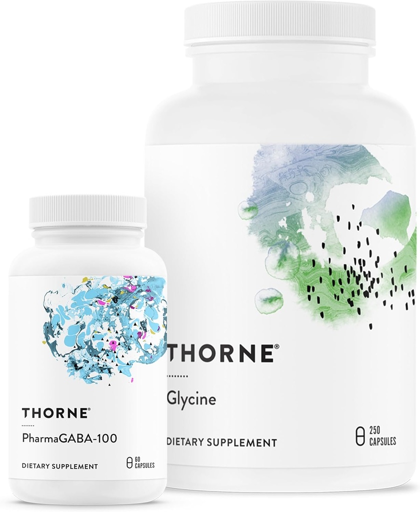 THORNE - Relax & Detox Bundle - PharmaGABA y Glycine Combo for Stress Relief " Detoxification - 60 a 125 Servimientos