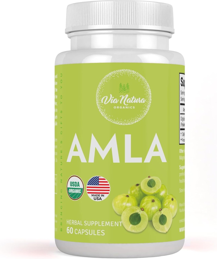 Amla Capsules 1000mg ← Suplemento Herbal Orgánica Silencio Fuente Natural de Vitamina C tención 60 cápsulas