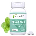 EZ Melts Melatonina dissolvable, 5 mg, Sugar-libre, 2 meses de suministro, Cool Mint-Flavored - 1 paquete