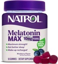 Natrol Melatonin 10mg Suplemento de Ayuda para el sueño, 50 Conde Melatonin Max Gummies, Blueberry Flavor, 10 mg Melatonin Gummies para la insomnio ocasional, 50 Day Supply