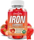 Iron Gummies for Women, Men & Kids, Suplemento de hierro libre de azúcar con calcio, zinc, folato & vitamina B12, C, B6 - para la construcción de sangre " Apoyo energético, anemia, frambuesa, 60 cuenta