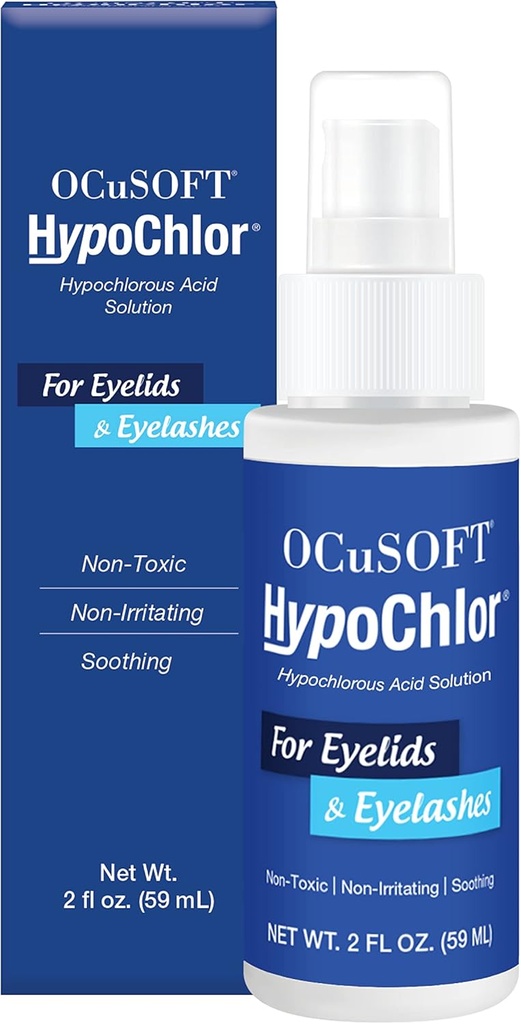 OCuSOFT Spray de HypoChlor - Spray de ácido hipocloro no irritante " Solución de limpiador de párpados para eliminar el aceite " Debris- 2 fl oz