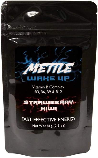Bebida de energía Powder - 50 Sirve para servir a Sugar Gratis ← 200mg Caffeine - Mettle Energy Drink Mix (Strawberry Kiwi)