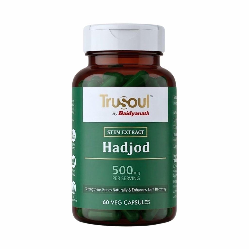 Baidyanath Trusoul Hadjod 60 Veg Capsules | Strengthens Bones Naturally 7 Enhance Joint Recovery | For Bone Support, Wellness Capsules | Helps Joint Flexibility