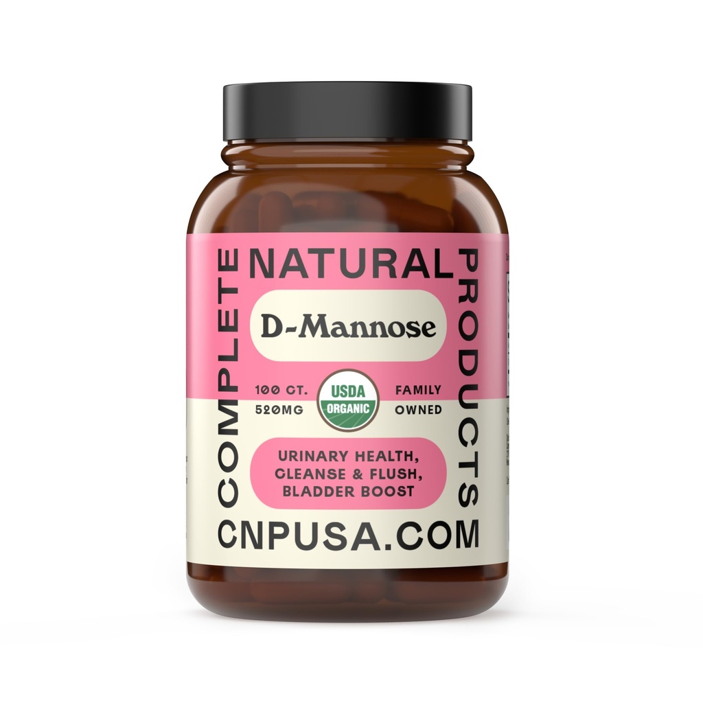 D Mannose 520mg Capsules - Organic D Mannose Supplement for UTI Support, Urinary Tract Bladder Health Pills, Plant Based Formula, Vegan Non GMO, No Fillers, 100 Capsule Count Made USA Certified Kosher