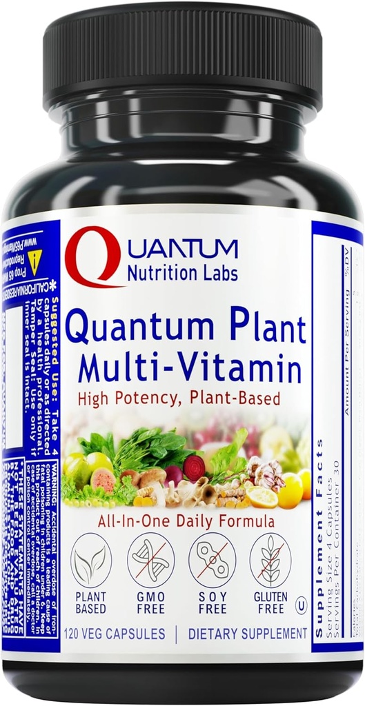 QNL Quantum Plant Multi-Vitamin - Soporte multivitamínico completo para adultos - Multivitamina natural para hombres y mujeres - 120 cápsulas de espacio vegetal
