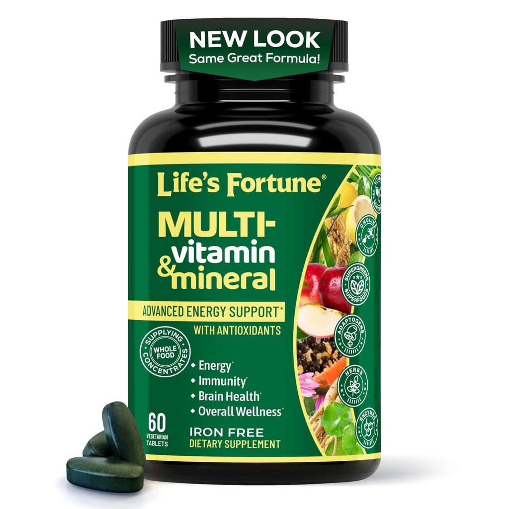 La Fortuna de la Vida Multivitamina &amp; Mineral 60 Tabletas, Todas las Fuentes de Energía Natural Proporcionando Concentraciones Alimentarias enteras, Antioxidantes, Aminoácidos, Enzimas, Trace Minerals &amp; Más