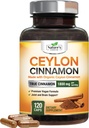 Ceylon Cinnamon Capsules 1800mg - Certified Organic Cinnamon, Bottled in USA, & Pure Extra Strength Ceylon Cinnamon Supplement, Antioxidant Pills, Non-GMO & Gluten Free, Sugar Free - 120 cápsulas
